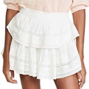 LoveShackFancy White Ruffle Mini Skirt